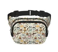 Coffee and Sweets Sugar Chocolate Unisex Adjustable Waist Square Double Layer Waist Pack for Outdoor Activities Travelling Running Hiking