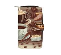 Coffee And Sweets Sugar Chocolate Wallet Multifunctional Leather Wallets for Men Compact Long Wallet Credit Card Holder Passport Bag