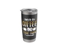 Coffee and True Crime Podcast Graphic Caffeine Addict Humor Stainless Steel Insulated Tumbler