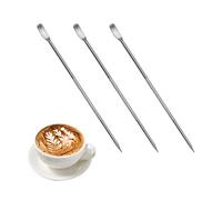 Coffee Art Pen, Latte Art Pen, Latte Art Pen, Stainless Steel Coffee Fancy Stitch Coffee Carved Stick, DIY Coffee Needle Decoration Tool, for Cappuccino Espresso Decorating, Pack of 3