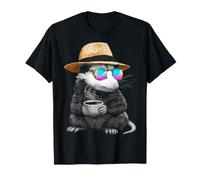 Coffee Art Sunglasses Motif Animal Opossum T-Shirt