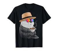 Coffee Art Sunglasses Print Wildlife Beaver T-Shirt