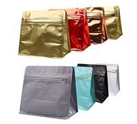 Coffee Bags with Valve, 10 Pack High Barrier Aluminum Foil Flat Bottom Standing Empty Coffee Beans Storage Bag, Reusable Heat Sealable Side Zipper Pouches, Mylar Bags for Coffee Beans/Pet Food