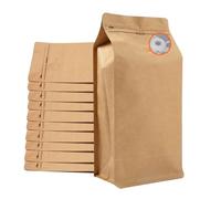 Coffee Bags with Valve (50 PCS,8oz/0.5lb) Kraft Paper High Barrier Aluminum Foil Flat Bottom Standing Coffee Beans Storage Packaging Bags,Reusable Heat Seal Side Zipper Pouches for Small Business&Home