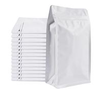 Coffee Bags without Valve (50 PCS,32oz/2lb) White High Barrier Aluminum Foil Flat Bottom Standing Coffee Beans Storage Packaging Bags, Reusable Heat Seal Side Zipper Pouches for Small Business & Home