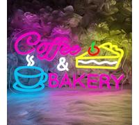 Coffee & Bakery Neon Sign Large Open Cake Bakery And Coffee Shop Led Sign for Wall Decor Neon Business Wall Art Light for Front Door/Wall Decoration