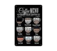 Coffee Bar Accessories Coffee Signs Coffee Menu Know Your Coffee, 8x12 Inches Coffee Bar Wall Decor Retro Coffee Poster for Cafe Kitchen Home