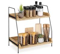 Coffee Bar Accessories Organiser, Kitchen Shelf Worktop Coffee Bar Organiser, Coffee Organiser, Shelf Kitchen Worktop, 2-Tier Coffee Caddy for Coffee Corner, Kitchen, Home, Office - Brown