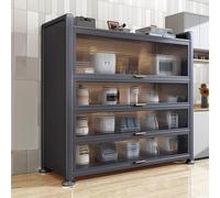 Coffee Bar Baker's Rack with Acrylic Flip Cabinet 1323lb Capacity Ideal for Microwave & Oven Storage Stylish Kitchen Organizer for Bread Machines & Small Appliances