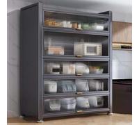 Coffee Bar Baker's Rack with Acrylic Flip Door 1323lb Capacity Kitchen Storage for Microwave Ovens Bread Machines & Utensils Stylish & Functional Solution