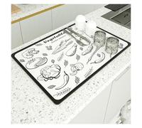 Coffee Bar Mat for Countertop, Absorbent Draining Mat for Coffee Machine and Dish Drying with Rubber Back Multiple Sizes(C Style,50*60cm)