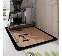 Coffee Bar Mat for Countertop, Diatomaceous Earth Absorbent Draining Mat for Kitchen and Bar Multiple Sizes(G Style,Width50*length60cm)