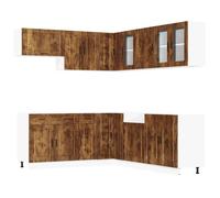 (smoked oak) vidaXL 11 Piece Kitchen Cabinet Set Porto Smoked Oak Engineered Wood