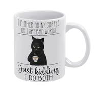 Coffee Bar Mug,I Either Drink Coffee Or I Say Bad Words Mug Funny Coffee Mug,Man Cave Prints,The Best Gift for Colleagues, Parents, and Grandparents, 110z Men and Women