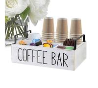 Coffee Bar Organists - Stylish Storage Box, Convenient Counter Stand, Multifunctional Condiment Organizer with Sectioned Tray | Drink Station for Kitchen Room