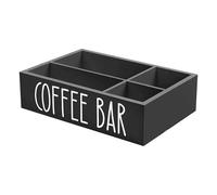 Coffee Bar Organizer - 12 Inch Wooden Coffee Station with Removable Dividers for Cups, Syrup, Snacks, Mixing Sticks with Multi-Compartment Storage, Or