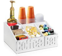 Coffee Bar Organizer for Accessories, Wood Station for Countertop, Farmhouse Pod Holders, White Condiment Organizer for Decor