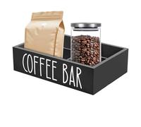 Coffee Bar Organizer,Wooden Coffee Bar Tray with Removable Dividers | Kitchen Organization for Stirring Sticks Syrup Cups Snacks Home