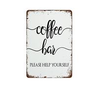 Coffee Bar Sign Coffee Sign Please Help Yourself Hot Drinks Sign Coffee Sign Suitable For Home And Kitchen Bar Cafe Garage Wall Decor Retro Metal Tin Sign 8X12 inches