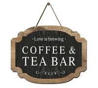 coffee bar sign love is brewing coffee and tea bar Wooden Hanging sign,coffee bar decor for Home, Kitchen, Coffee Station, Business and Office