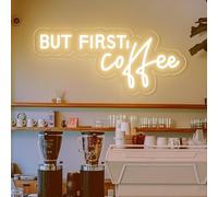 Coffee Bar Signs for Home Kitchen Cafe Corner Coffee Shop Decor LED Dimmable But First Coffee Light up Neon Light Signs 5V USB Powered with Hanging Chain,Gifts for Birthday Coffee Shop Open