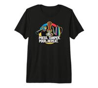Coffee Barista Espresso Press Tamper Pour Repeat Premium T-Shirt