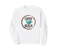 Coffee Beach Repeat: Coastal Caffeine Lover's Delight Sweatshirt, Adult Unisex, White, X-Large