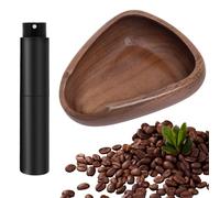 Coffee Bean Dosing Cup and RDT Spray Bottle Set,10ml Static Reduction Spray Bottle for Espresso Bar,Barista Accessories Set (Walnut Wood)