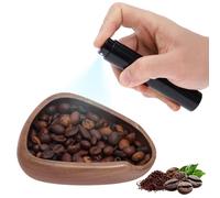Coffee Bean Dosing Cup and Spray Bottle Set, Walnut Wood Coffee Dosing Measuring Tray Kit, Barista Making Accessories Set for Espresso Tea, Home Use, Brown