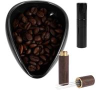 Coffee Bean Dosing Cup Spray Bottle Set Ceramic Dosing Vessel Tray with 6 Needles Espresso Distribution Tools Single Dose Measuring Tray Kit for Coffee Lover Coffee Bar(Black)