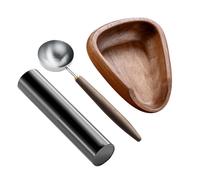 Coffee Bean Dosing Cup, Wood Tray Brewer, Precise Measuring Tool, 3.94x3.35x1.1 inches, Includes Spoon and Spray Bottle, Ideal for Beginners, Professional, Men, Women, Home Brewing