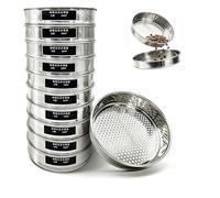 Coffee Bean Grading Sieve Set, Stainless Steel Round Sifter with 10 Layers of Meshes, Includes Bottom Tray for Coffee Shop and Lab Use