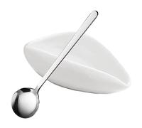 Coffee Bean Measuring Cup | Porcelain Tea Pot | White Ceramic Tea Beans Dispensing Tray with Stainless Spoon for Liquid Aromatherapy Tumotsit