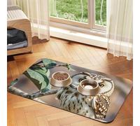 Coffee Bean Owl Dog Food Mats for Floors, 12x18 Inch Non-Slip Super Absorbent Pet Food Mat, Dishwasher Dog Mat for Food and Water, Cute Rubber Quick Dry Pet Feeding Mat for Dogs Puppy Cats