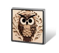 Coffee Bean Owl Print Lapel Pin Square Metal Brooch Pin with Secure Pin Back Fashion Button Badge for Clothing, Hats, Bags Decoration