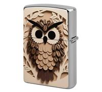 Coffee Bean Owl Print Lighter Case Double-Sided Graffiti Metal Lighter Cover Lighters Protective Sleeve for Women Men Standard Lighters