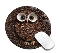 Coffee Bean owl Round Mouse Pad 8 Inch, Comfort Gaming Mousepad, Stitched Edge Non-Slip Rubber Base, Waterproof Computer Mousemat Washable Laptop Mousepads for Home Office