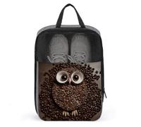 Coffee Bean Owl Shoe Bag Travel Shoe Organizer Water-Resistant Shoe Pouch with Zipper Sneaker Dust Bag, gray, One Size, Modern