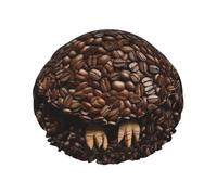 Coffee bean owl Shower Cap Reusable Waterproof Shower Bonnet for Women Men Elastic Band Bath Hair Hat Double Layered Washable Bath Cap for All Hairstyles, Travel-Friendly