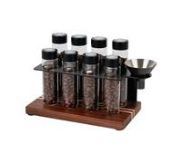 Coffee Bean Storage Tubes Single Dose Coffee Bean Cellars One-Way Exhaust Valve Sealed with Hopper Wooden Display Stand