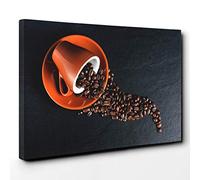 Coffee Beans Canvas Print | Gallery Wrapped 30mm Frame Wall Art | 30x20 inches | Ready to Hang | Modern Still Life Picture | Living Room Bedroom Lounge Office