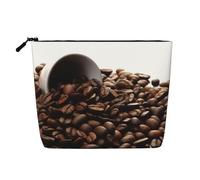 Coffee Beans Cosmetic Bag for Women- Portable Travel Organiser, Toiletry Bag with Zip Closure