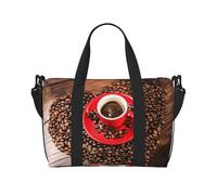 Coffee Beans & Cup Printed Women's Tote Bag Portable Crossbody Bag Suitable for Gym Workouts Commuting and Travel