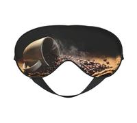 Coffee Beans Double Sided Sleep Mask, Adjustable Blackout, Silk-Like Eye Mask for Sleeping,Travel, Soft, Breathable, Lightweight Comfortable Blindfold