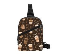 Coffee Beans Foldable Sling Bag for Men Women Water Resistant Chest Bag Cup Fanny Pack Crossbody Backpack for Travel Hiking Sports