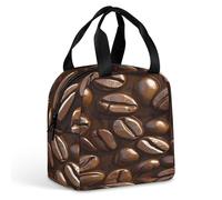 Coffee Beans Insulated Reusable Lunch Bag Portable Zipper Lunchbox Waterproof Tote Bags for Work Picnic Travel