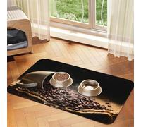 Coffee Beans Print Pet Feeding Mat For Dogs & Cats Absorbent Waterproof Dog Food Mat Non-Slip Pet Bowl Placemat Quick Dry Floor Protector Leather Tablecloth