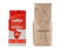 Coffee beans set Lavazza Qualita Rossa, 1 kg + Coffee beans Caprisette Crema, 1 kg