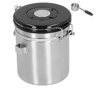 Coffee Beans Storage Container Airtight Stainless Steel Canister with One Way Exhaust Valve Date Marking Lid and Measuring Spoon for Home Kitchen 1.5L Capacity 304 Stainless Steel (Silver)