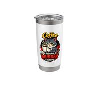 Coffee Because Murder is Wrong Funny cat Dark Humor Graphic Stainless Steel Insulated Tumbler